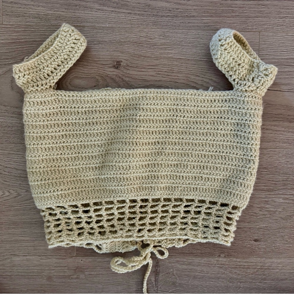 Handmade Crochet Crop Top in Tan